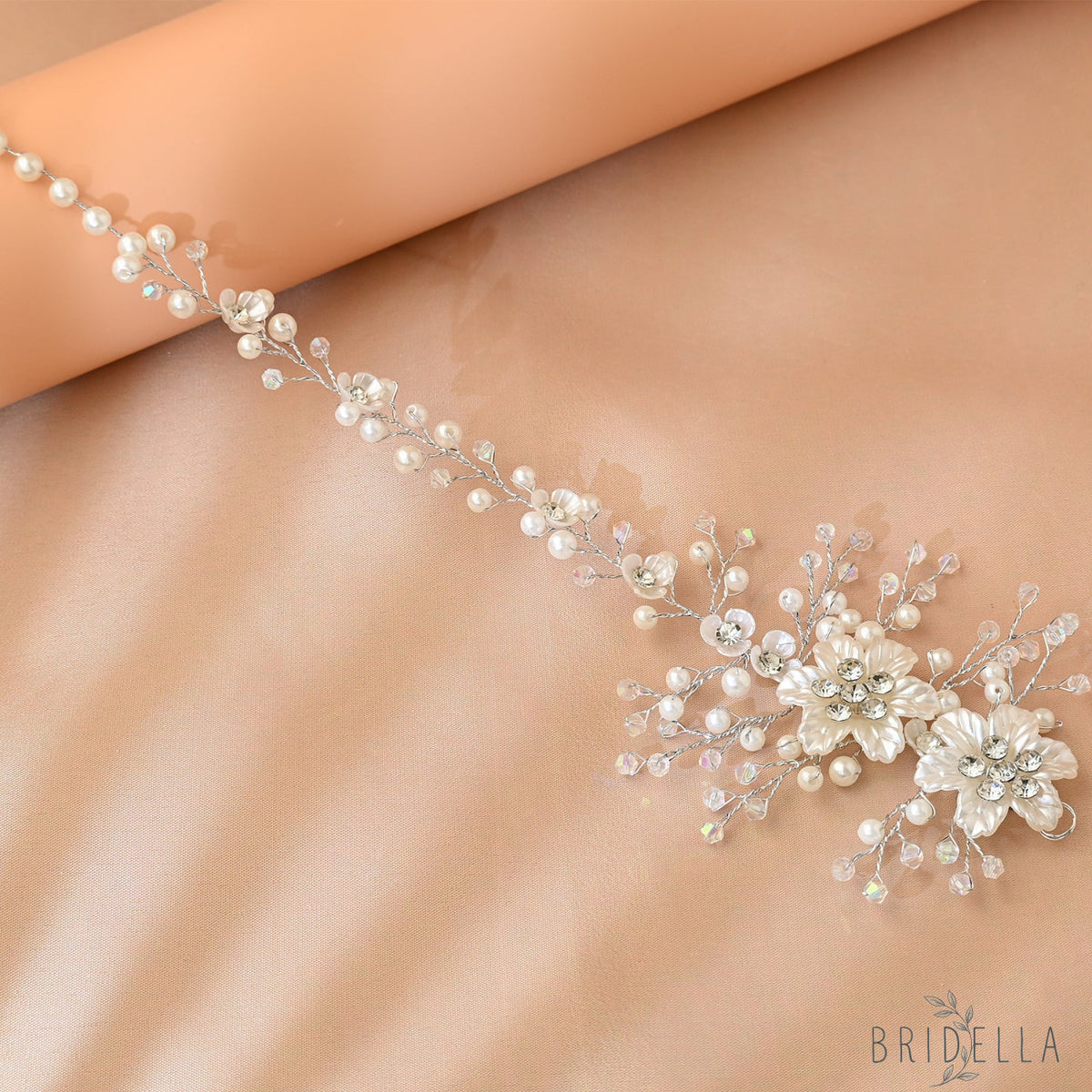 Silver Pearl Crystal Bridal Headwear Bridella BHP295-S - Silvery - HEADWEAR