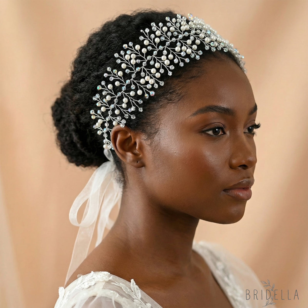 Silver Pearl & Crystal Bridal Tiara Crown - Bridella BHP55-S - Silvery - HEADWEAR