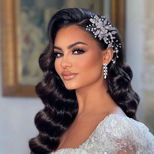 BHP135 silver pearl crystal tiara