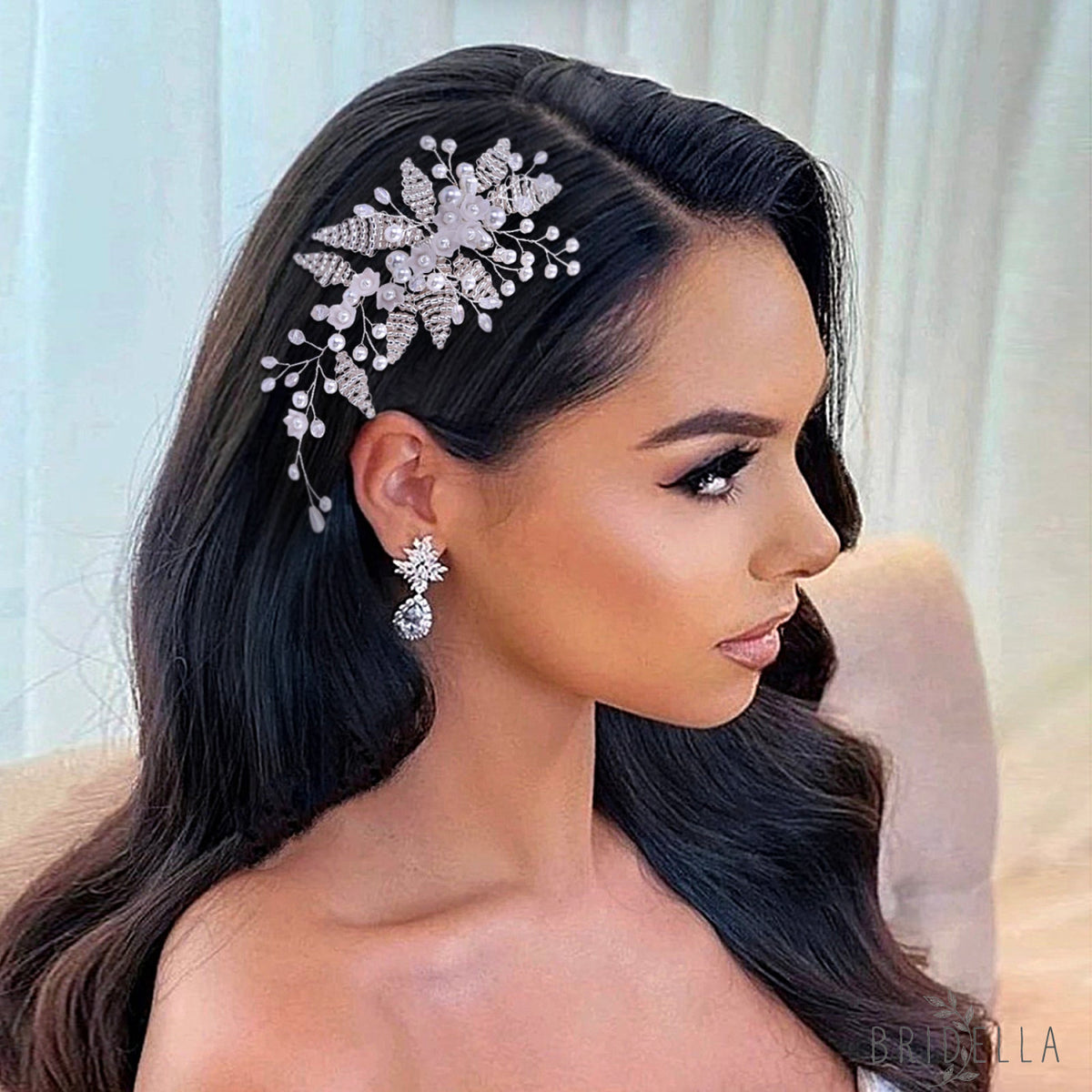 BHP135 silver pearl crystal tiara
