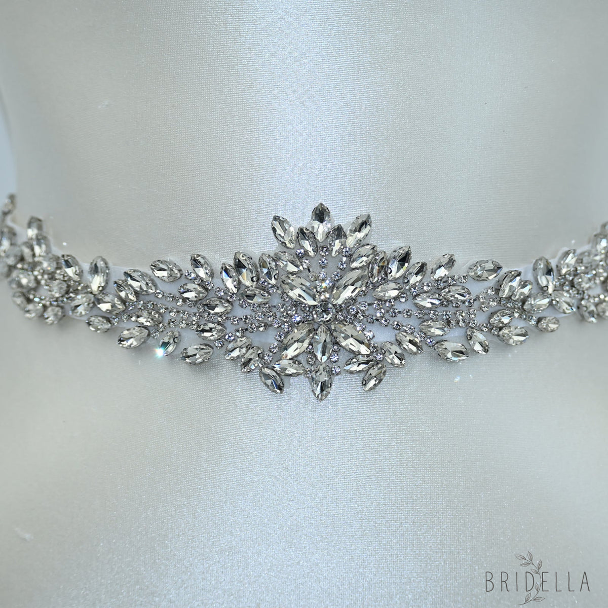 Silver Rhinestone Belt - White - Belts