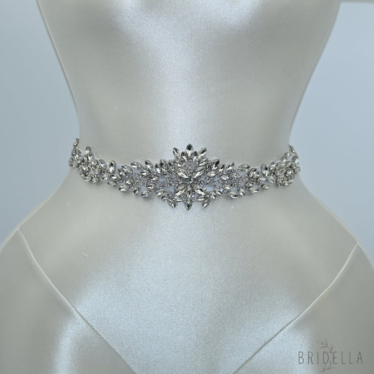 Silver Rhinestone Belt - White - Belts