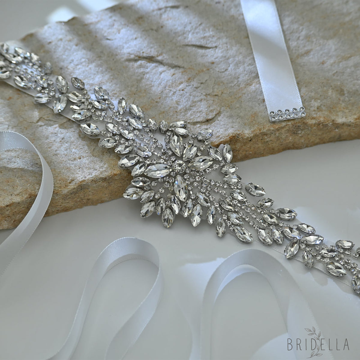 Silver Rhinestone Belt - White - Belts