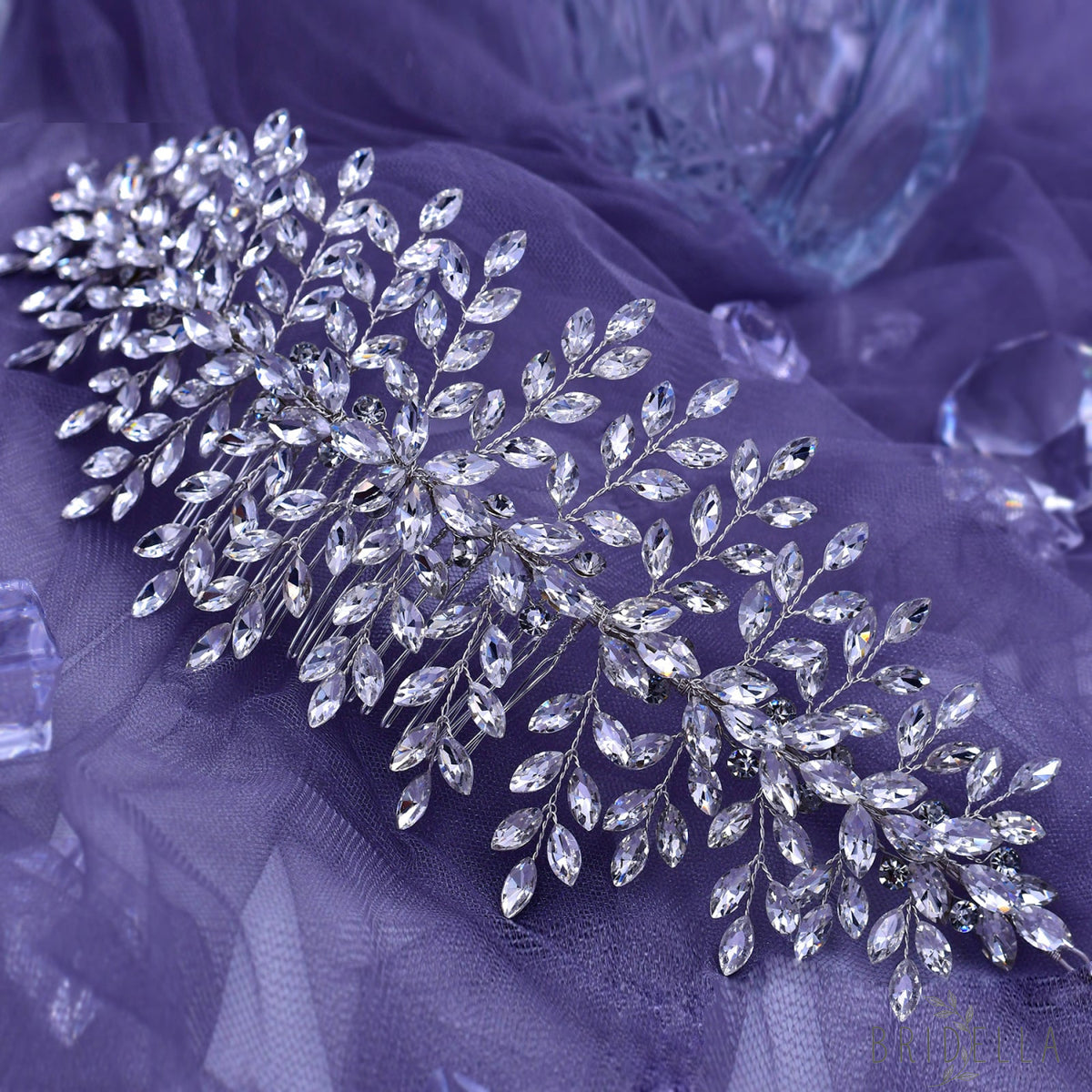 BHP311-S silver rhinestone hair comb