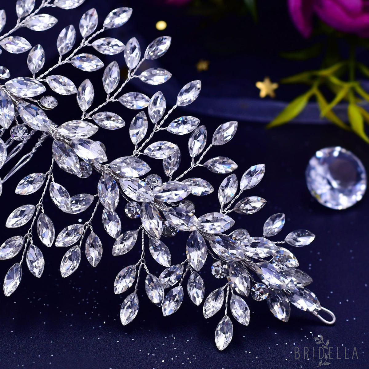 BHP311-S silver rhinestone hair comb