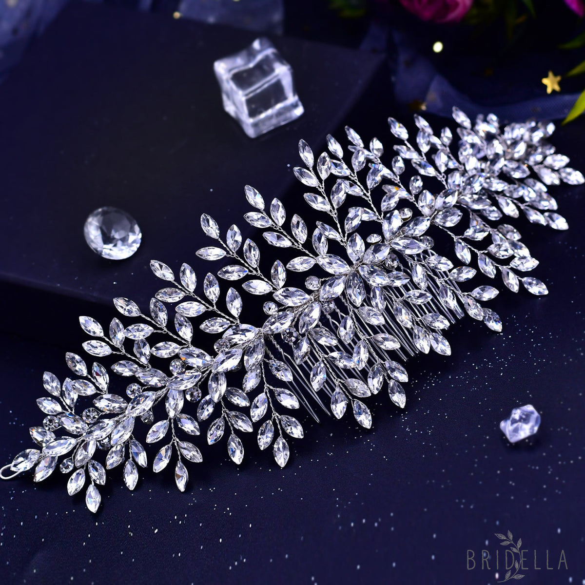 BHP311-S silver rhinestone hair comb