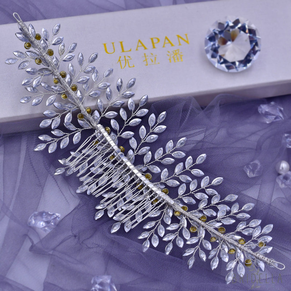 BHP311-S silver rhinestone hair comb