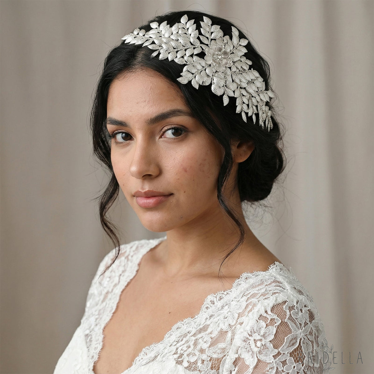 Silver Rhinestone Bridal Crown Tiara - Bridella BHP510-S - Silvery - HEADWEAR