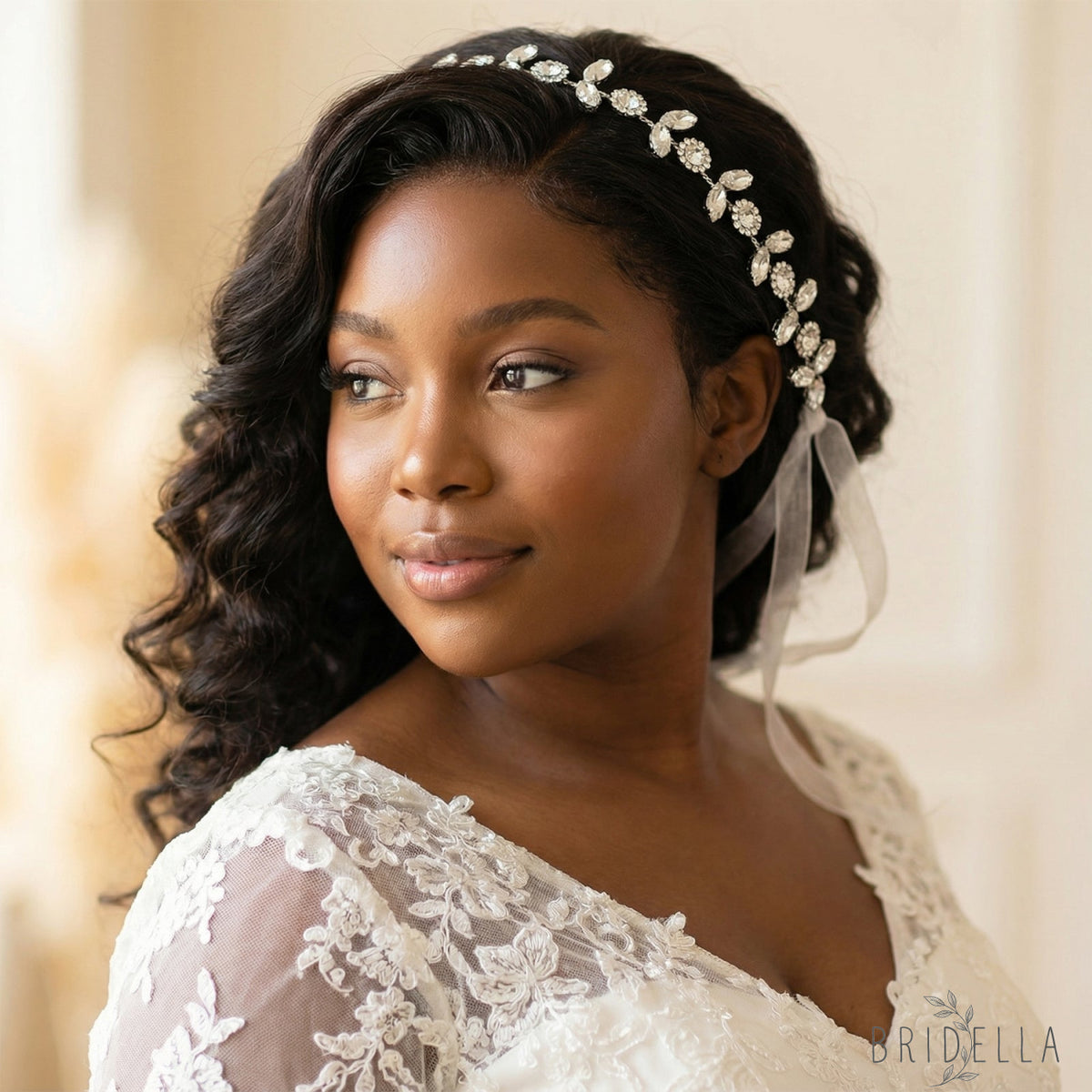 Silver Rhinestone Bridal Crown Tiara for Wedding - Bridella BHP309-S - White
