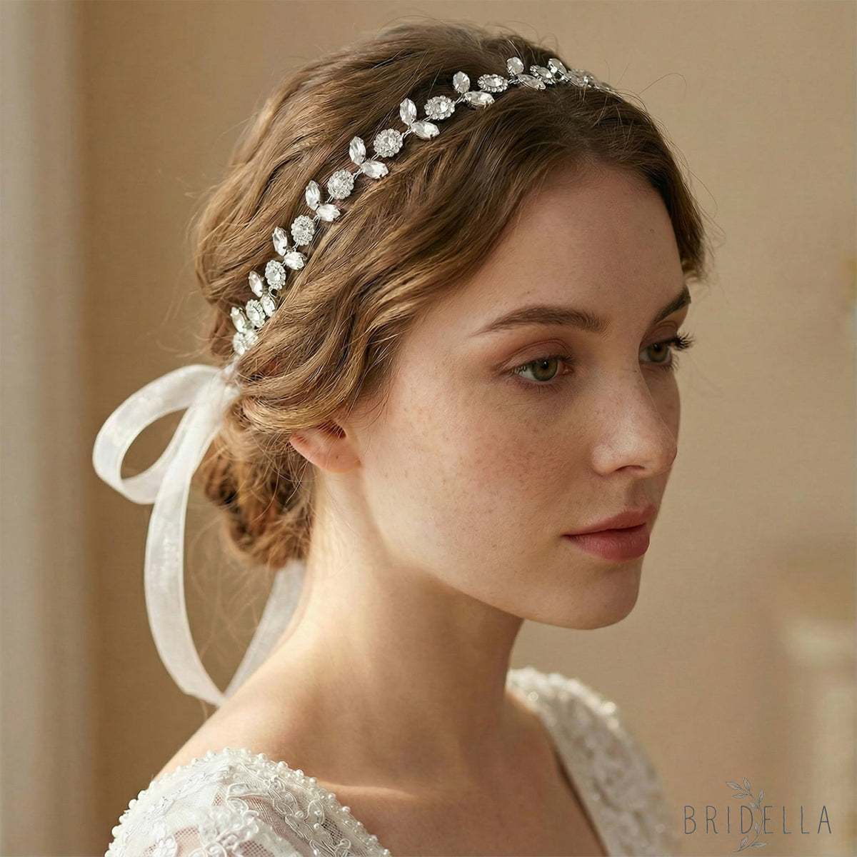 Silver Rhinestone Bridal Crown Tiara for Wedding - Bridella BHP309-S - White