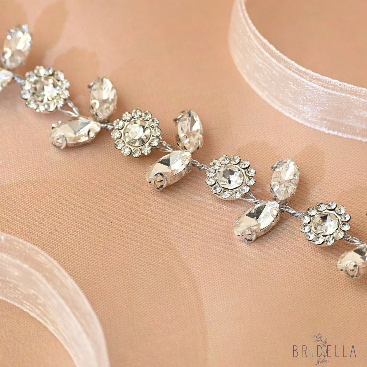 Silver Rhinestone Bridal Crown Tiara for Wedding - Bridella BHP309-S - White