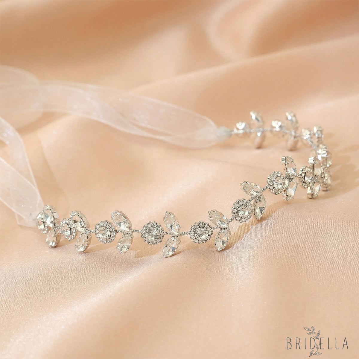 Silver Rhinestone Bridal Crown Tiara for Wedding - Bridella BHP309-S - White