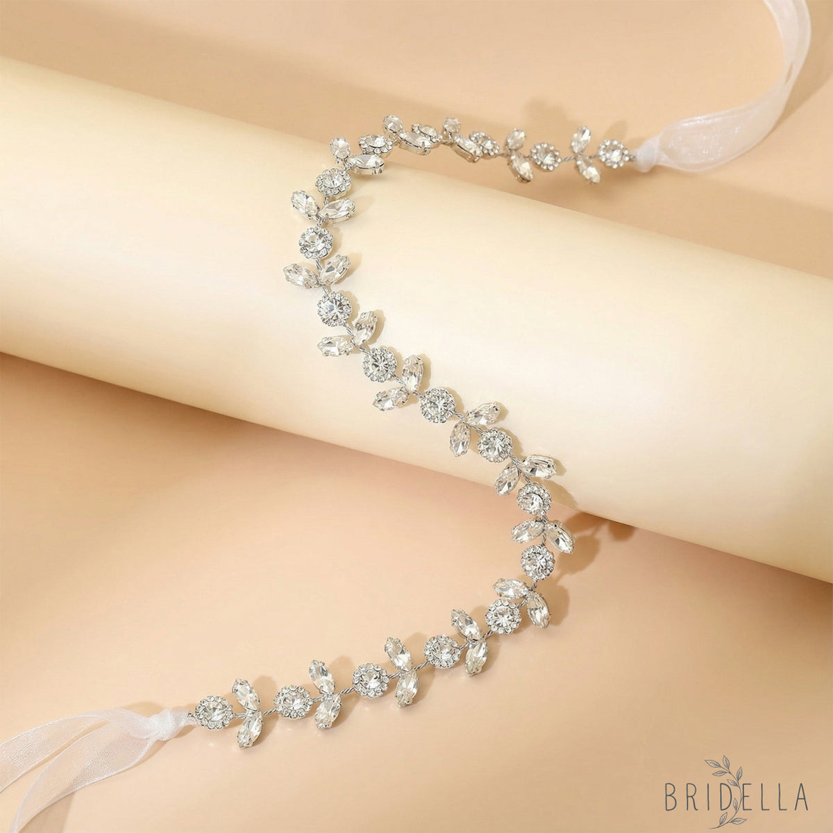 Silver Rhinestone Bridal Crown Tiara for Wedding - Bridella BHP309-S - White