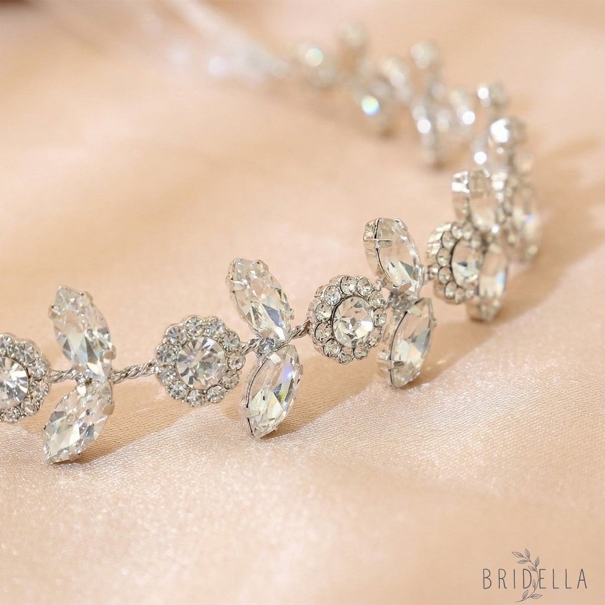 Silver Rhinestone Bridal Crown Tiara for Wedding - Bridella BHP309-S - White