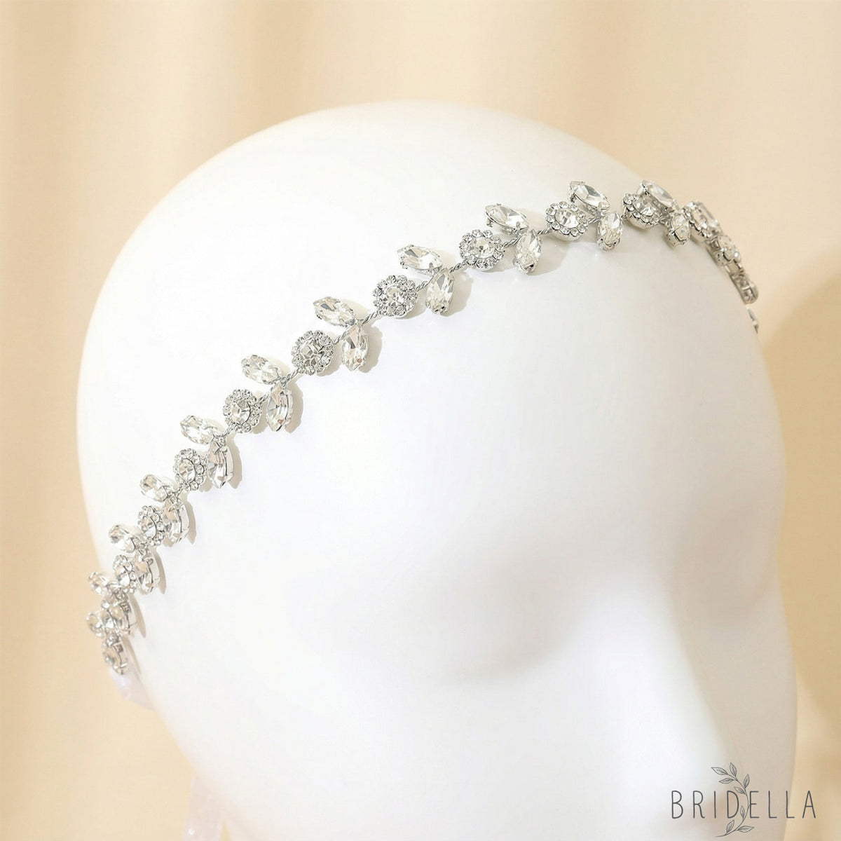 Silver Rhinestone Bridal Crown Tiara for Wedding - Bridella BHP309-S - White