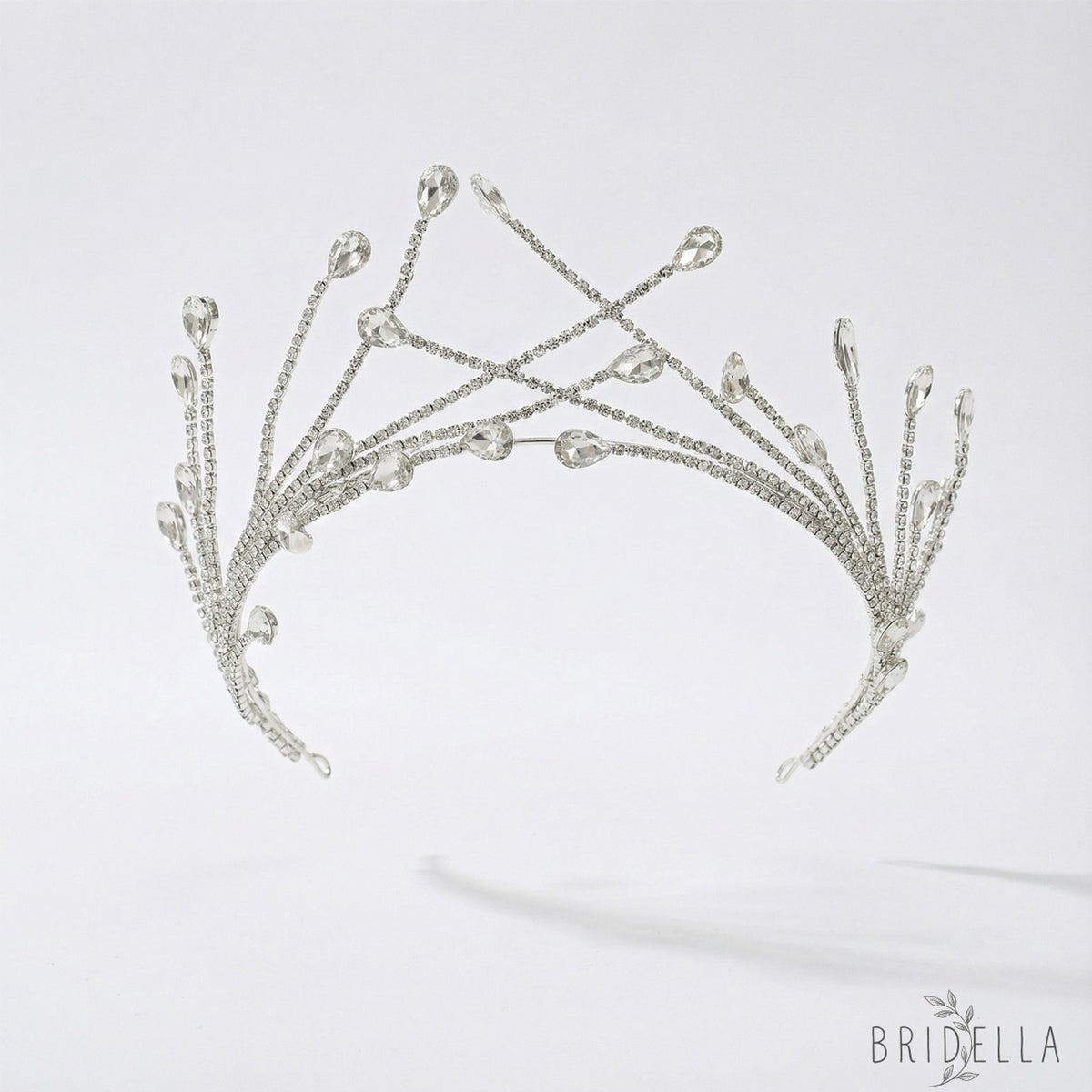 Silver Rhinestone Bridal Crown Tiara Wedding - Bridella BHP497-S - Silvery - HEADWEAR