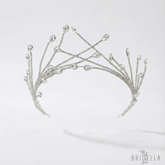 Silver Rhinestone Bridal Crown Tiara Wedding - Bridella BHP497-S - Silvery - HEADWEAR