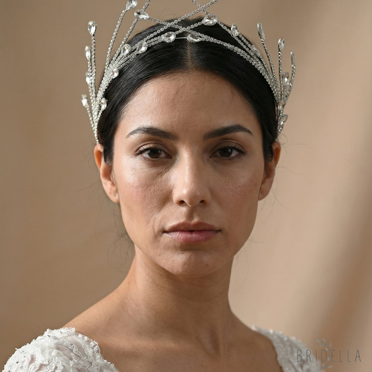 Silver Rhinestone Bridal Crown Tiara Wedding - Bridella BHP497-S - Silvery - HEADWEAR
