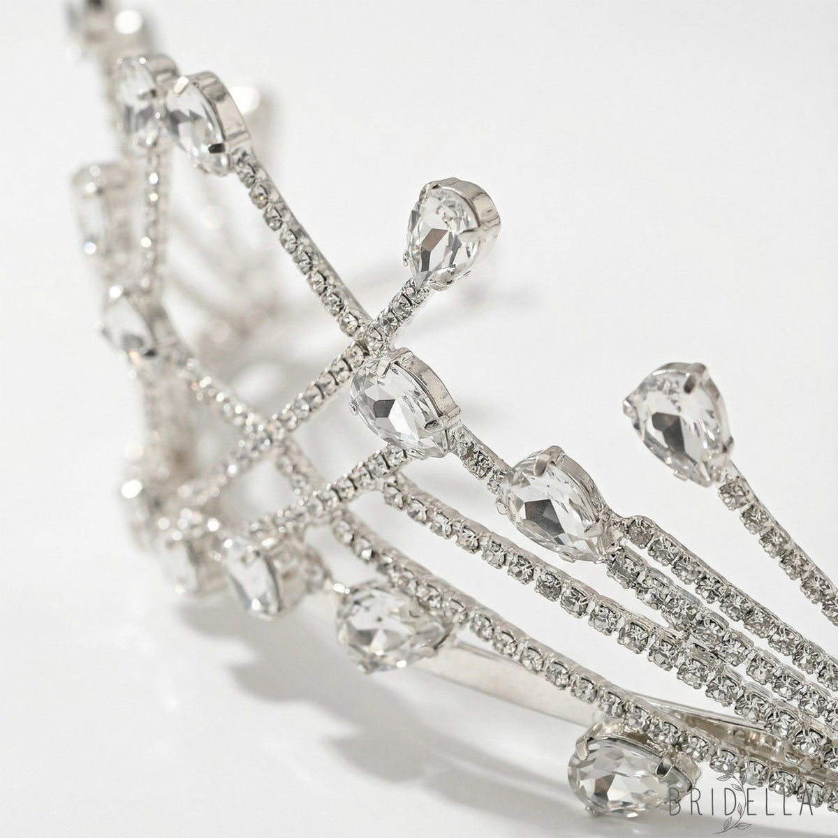 Silver Rhinestone Bridal Crown Tiara Wedding - Bridella BHP497-S - Silvery - HEADWEAR