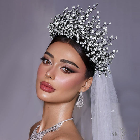 BHP846-S silver rhinestone crown