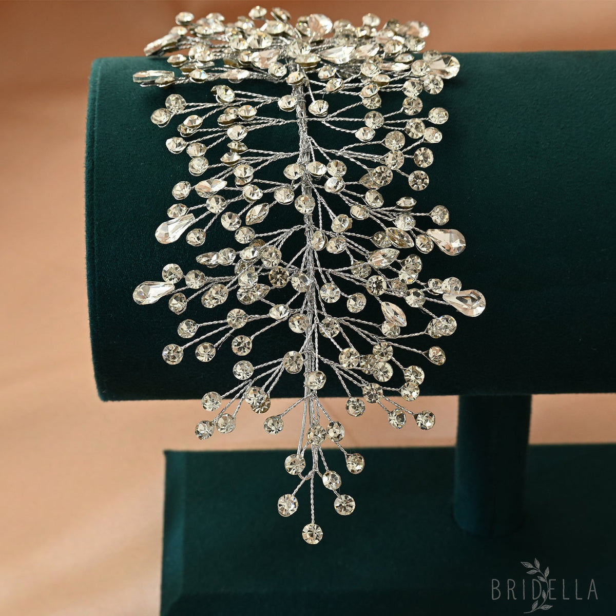 Silver Rhinestone Bridal Crown Wedding Hairpiece - Bridella BHP415-S - Silvery - HEADWEAR