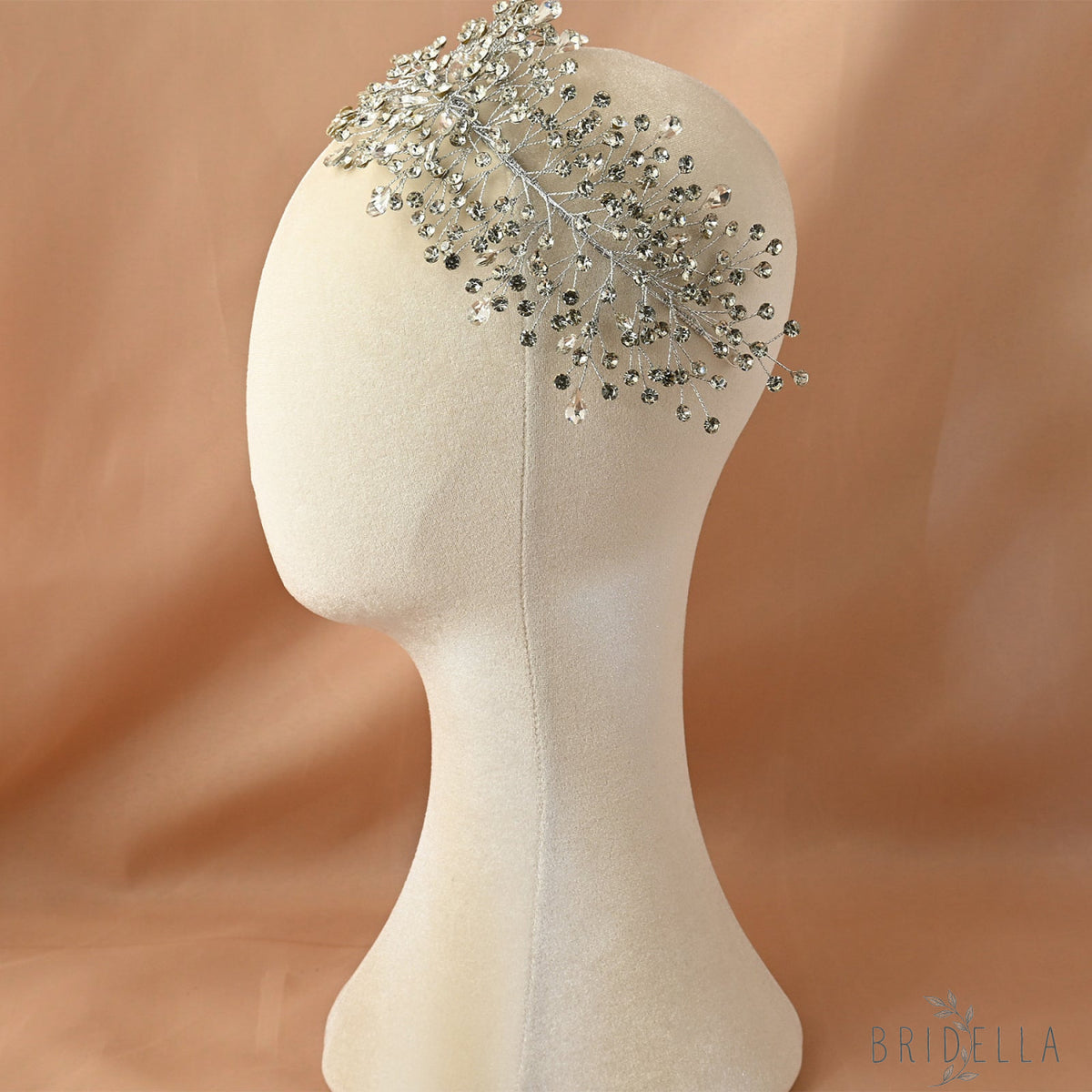 Silver Rhinestone Bridal Crown Wedding Hairpiece - Bridella BHP415-S - Silvery - HEADWEAR