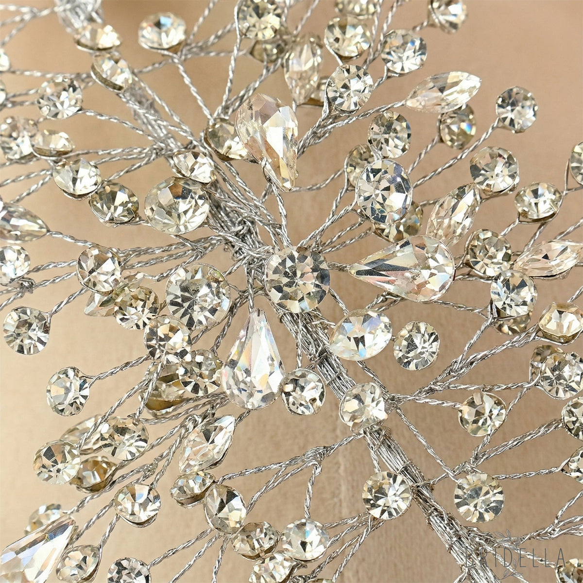 Silver Rhinestone Bridal Crown Wedding Hairpiece - Bridella BHP415-S - Silvery - HEADWEAR