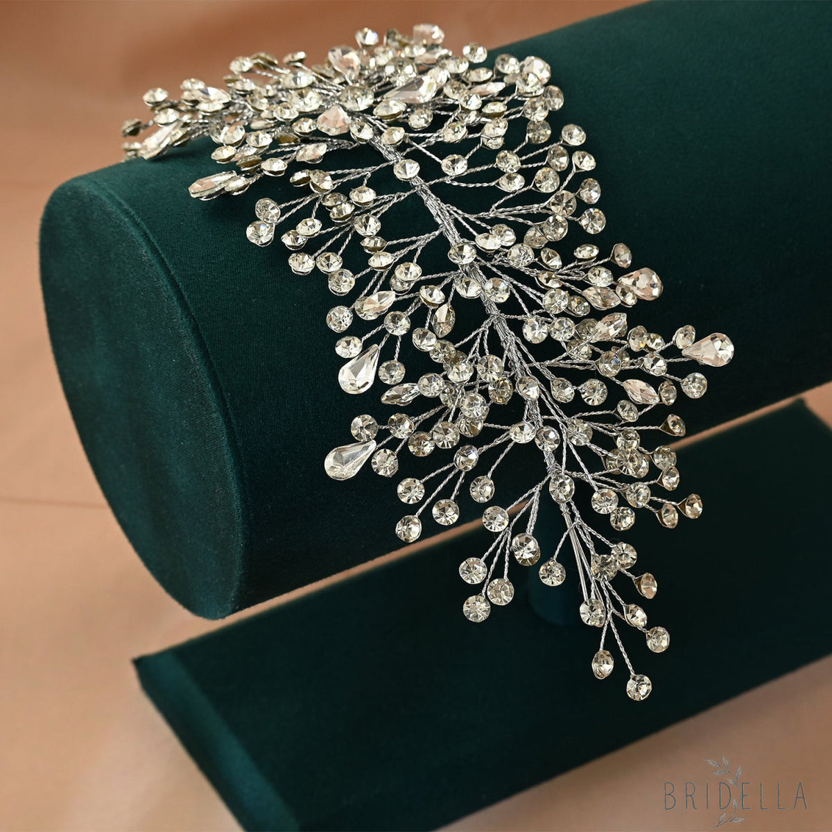 Silver Rhinestone Bridal Crown Wedding Hairpiece - Bridella BHP415-S - Silvery - HEADWEAR