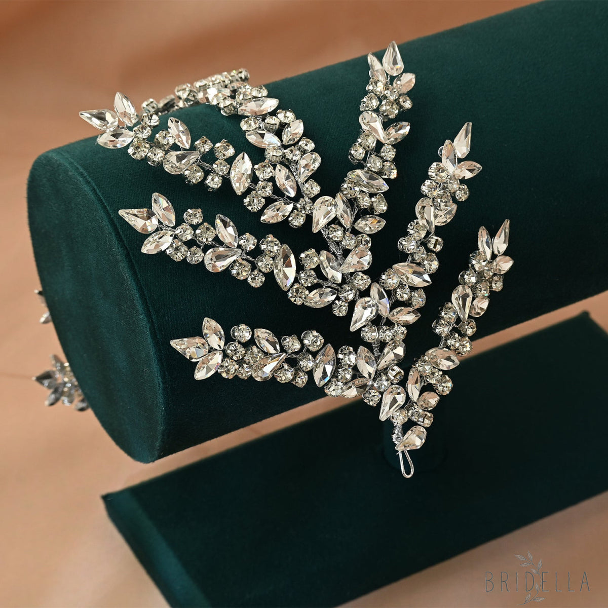 Silver Rhinestone Bridal Crown Wedding Hairpiece - Bridella BHP425-S - Silvery - HEADWEAR