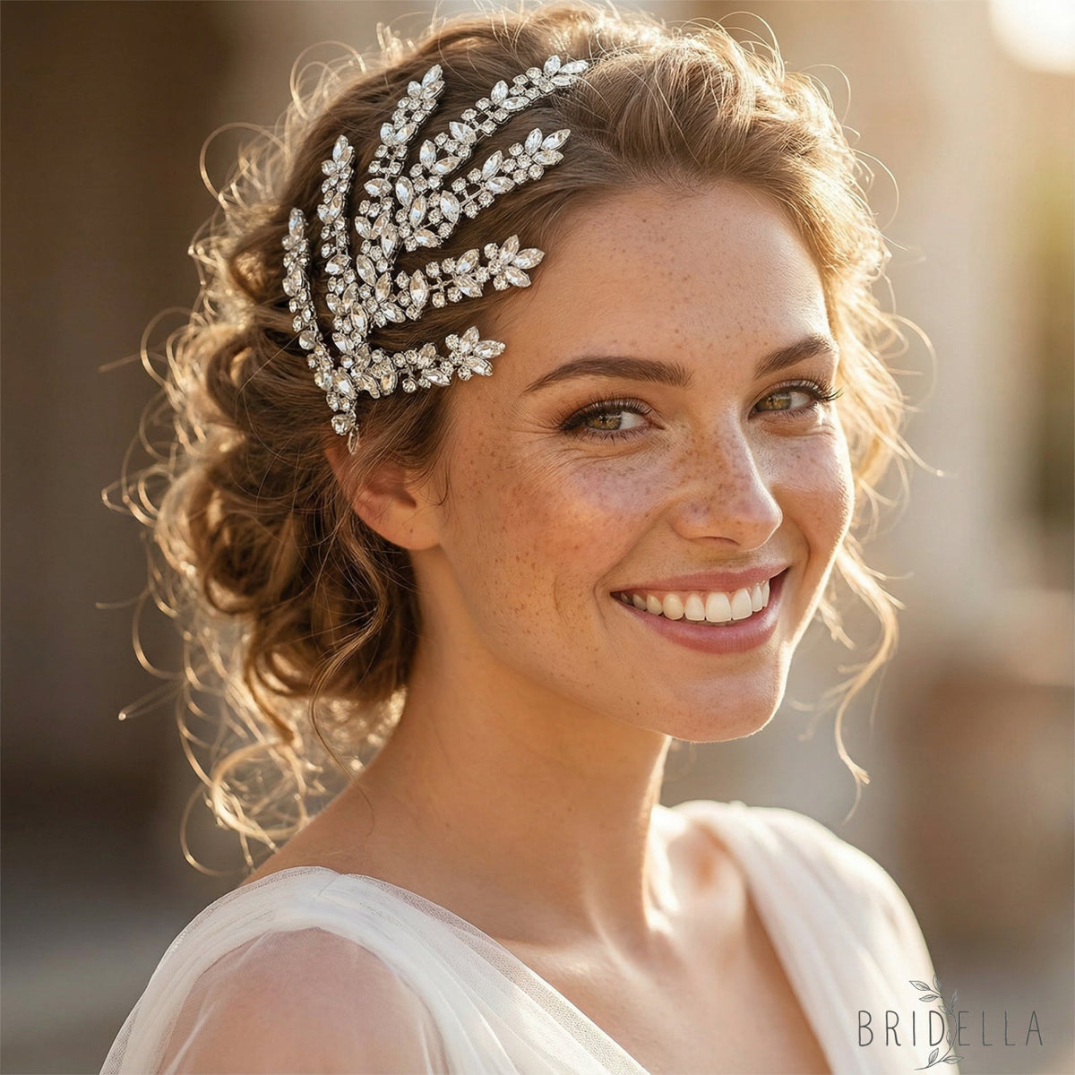 Silver Rhinestone Bridal Crown Wedding Hairpiece - Bridella BHP425-S - Silvery - HEADWEAR