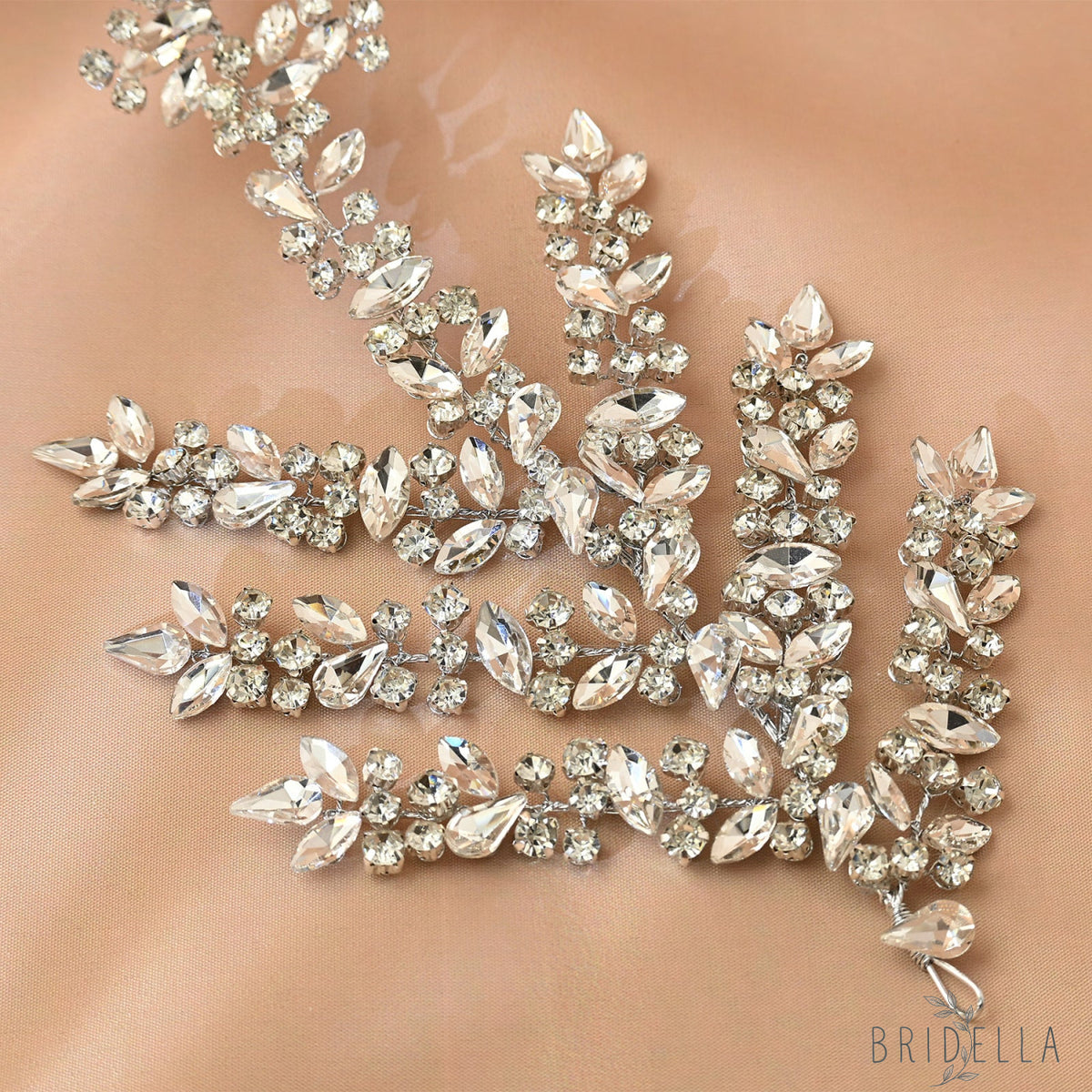 Silver Rhinestone Bridal Crown Wedding Hairpiece - Bridella BHP425-S - Silvery - HEADWEAR