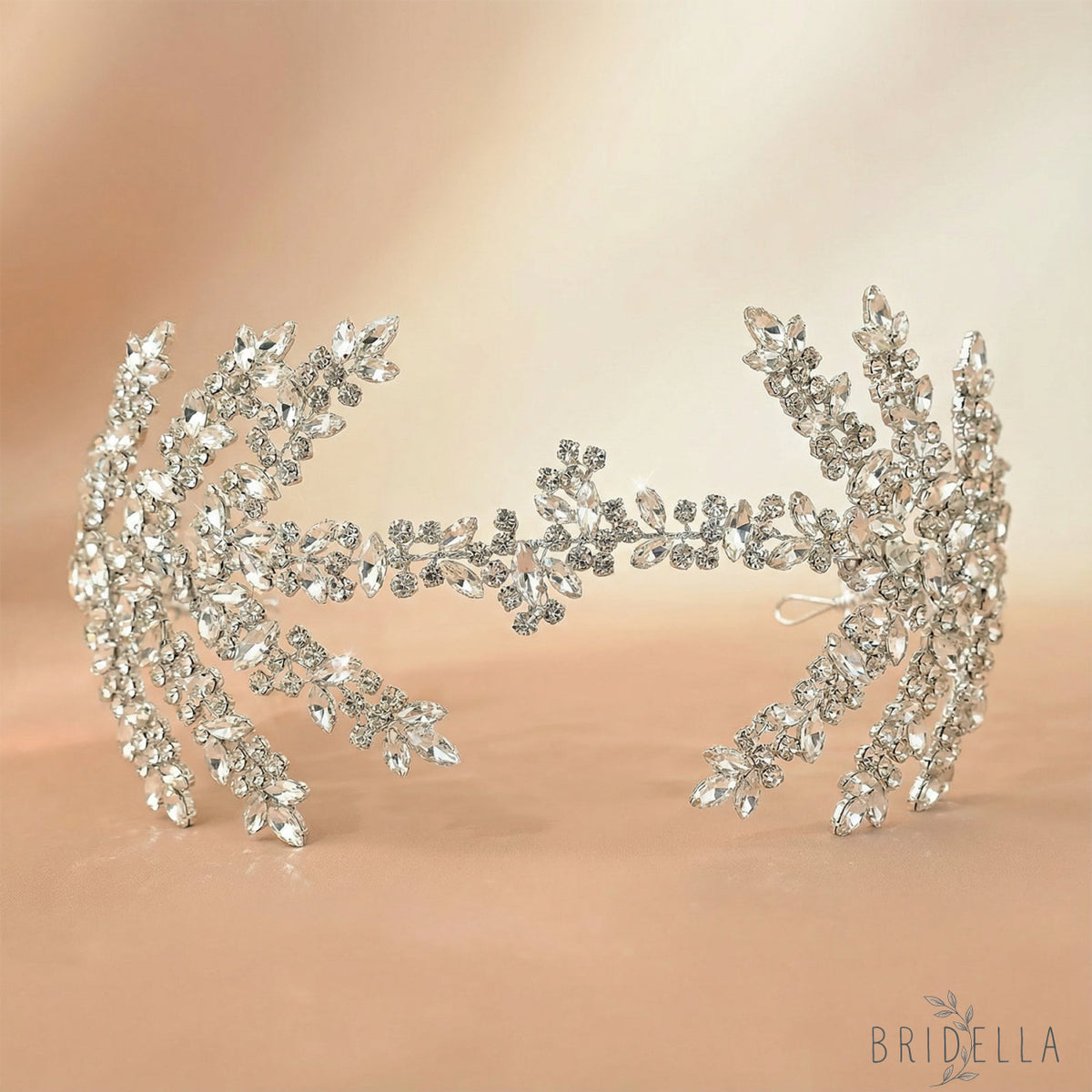 Silver Rhinestone Bridal Crown Wedding Hairpiece - Bridella BHP425-S - Silvery - HEADWEAR