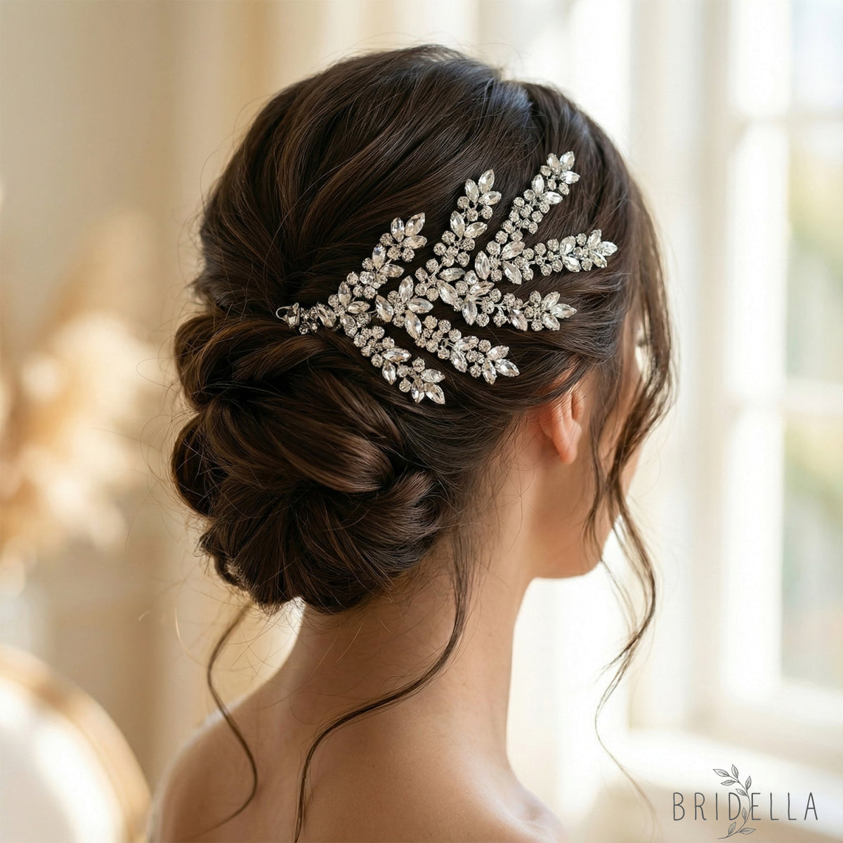 Silver Rhinestone Bridal Crown Wedding Hairpiece - Bridella BHP425-S - Silvery - HEADWEAR