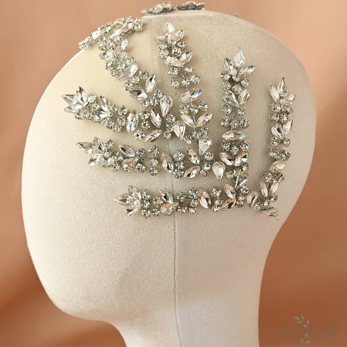 Silver Rhinestone Bridal Crown Wedding Hairpiece - Bridella BHP425-S - Silvery - HEADWEAR