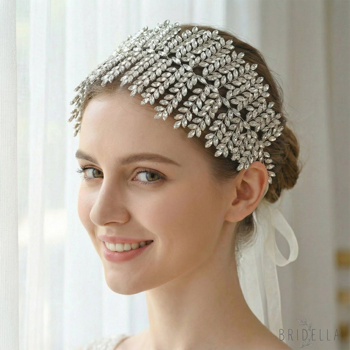 Silver Rhinestone Bridal Crown Wedding Headpiece - Bridella BHP238-S - Silvery - HEADWEAR