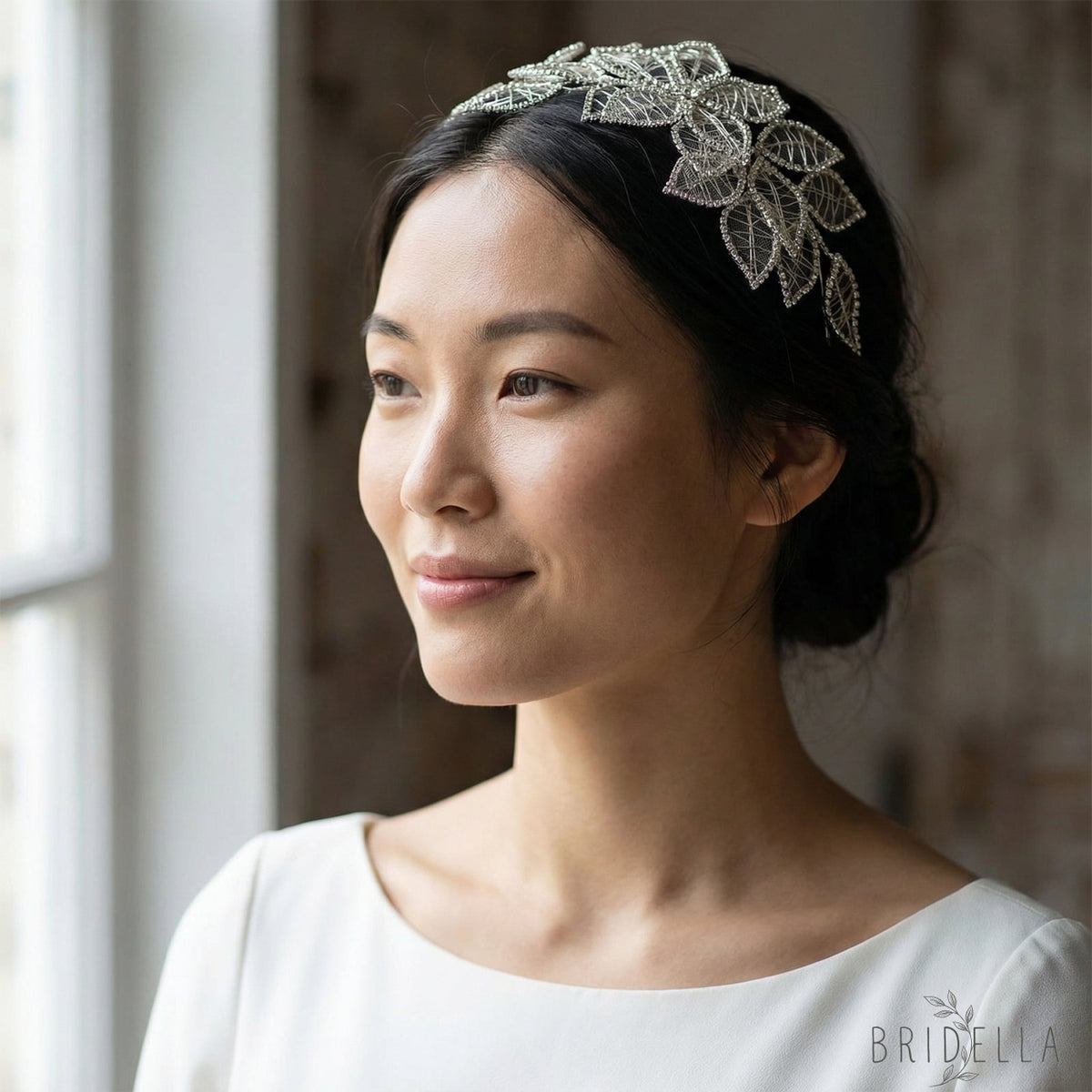 Silver Rhinestone Bridal Crown Wedding Headpiece - Bridella BHP256-S - Silvery - HEADWEAR