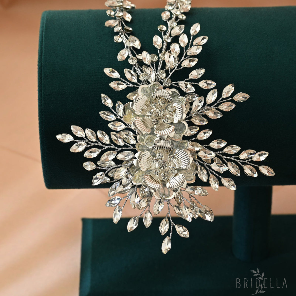 Silver Rhinestone Bridal Crown Wedding Headpiece - Bridella BHP284-S - Silvery - HEADWEAR