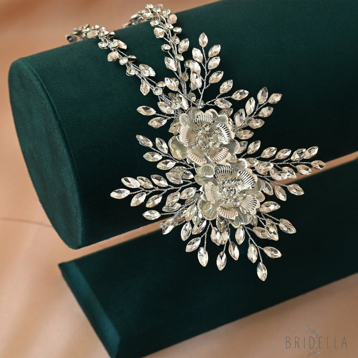 Silver Rhinestone Bridal Crown Wedding Headpiece - Bridella BHP284-S - Silvery - HEADWEAR