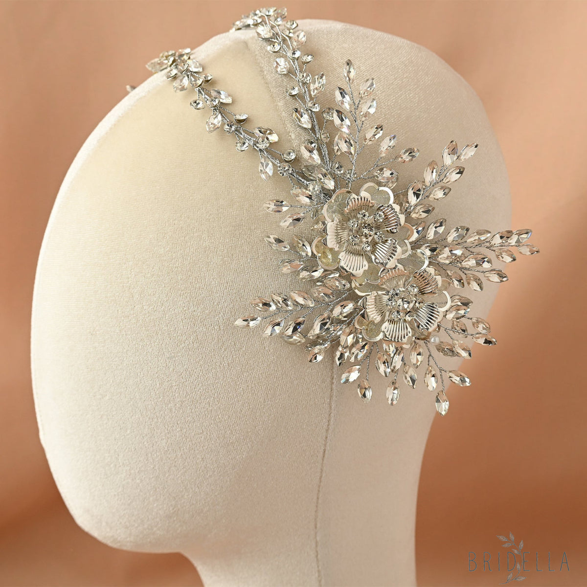 Silver Rhinestone Bridal Crown Wedding Headpiece - Bridella BHP284-S - Silvery - HEADWEAR