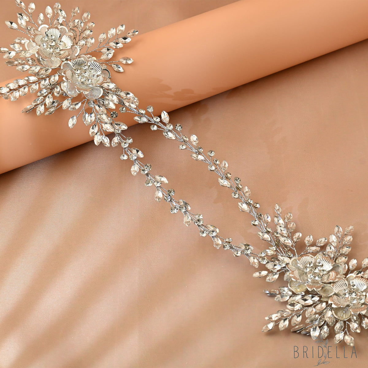 Silver Rhinestone Bridal Crown Wedding Headpiece - Bridella BHP284-S - Silvery - HEADWEAR