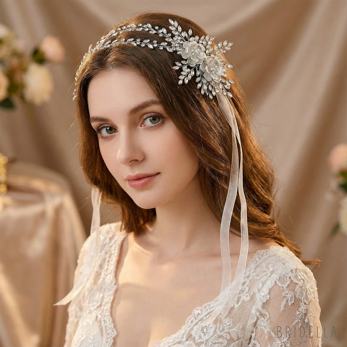 Silver Rhinestone Bridal Crown Wedding Headpiece - Bridella BHP284-S - Silvery - HEADWEAR