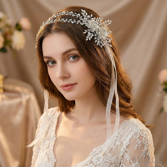 Silver Rhinestone Bridal Crown Wedding Headpiece - Bridella BHP284-S - Silvery - HEADWEAR