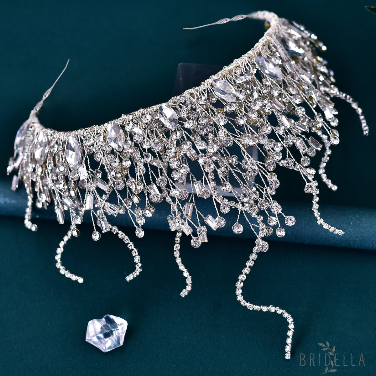 BHP369-S silver rhinestone crown