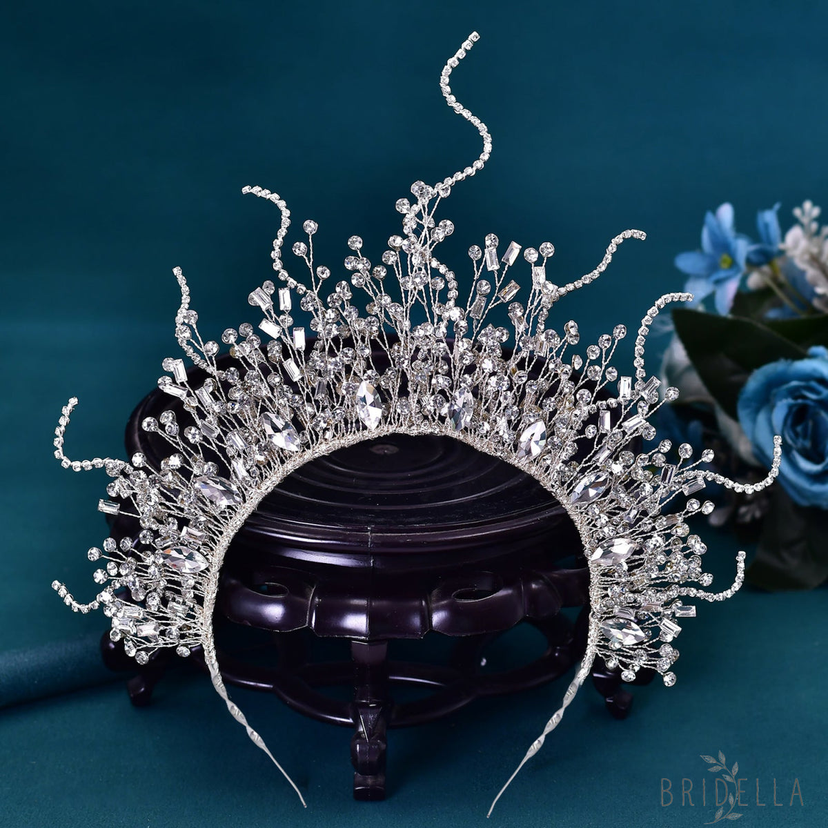 BHP369-S silver rhinestone crown