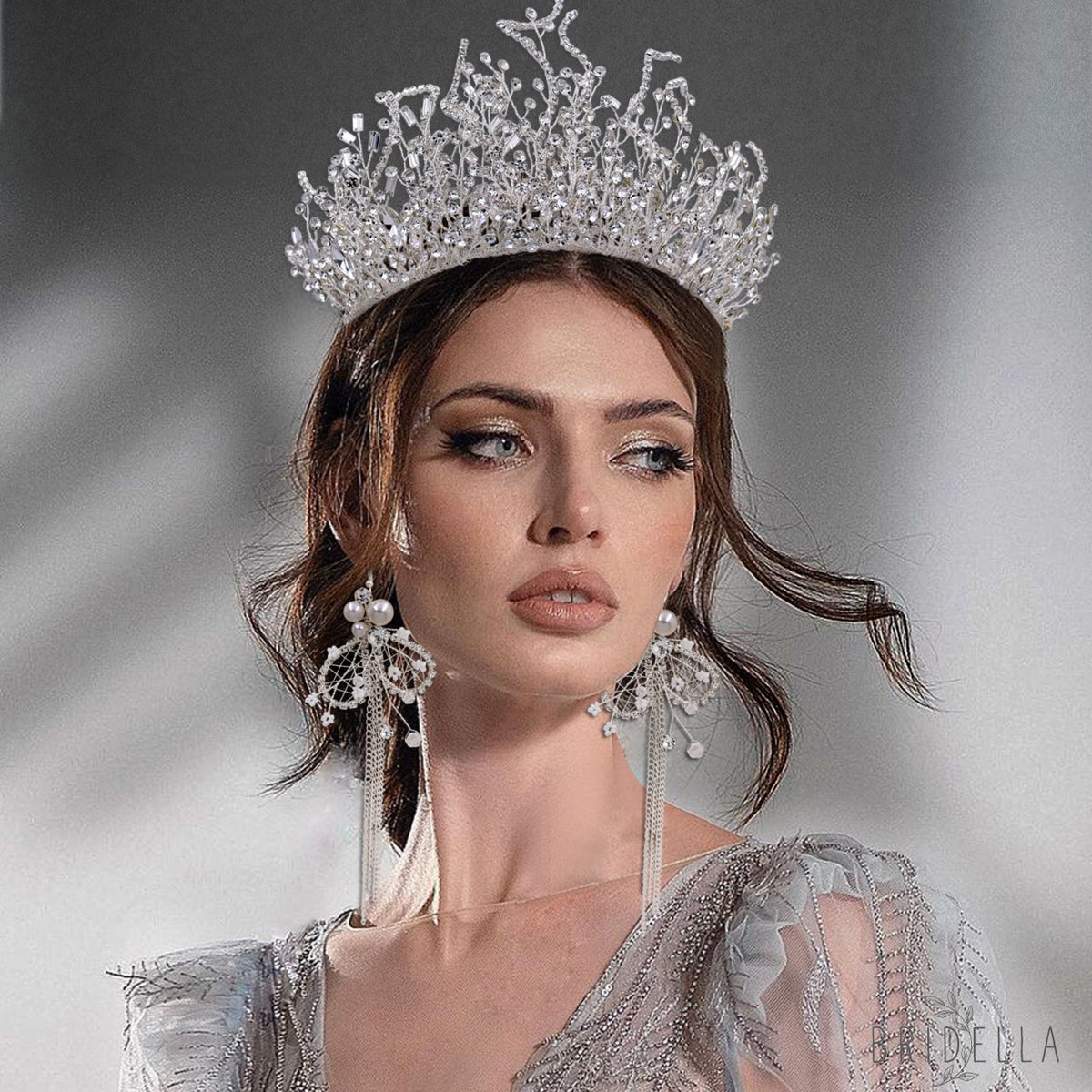 BHP369-S silver rhinestone crown