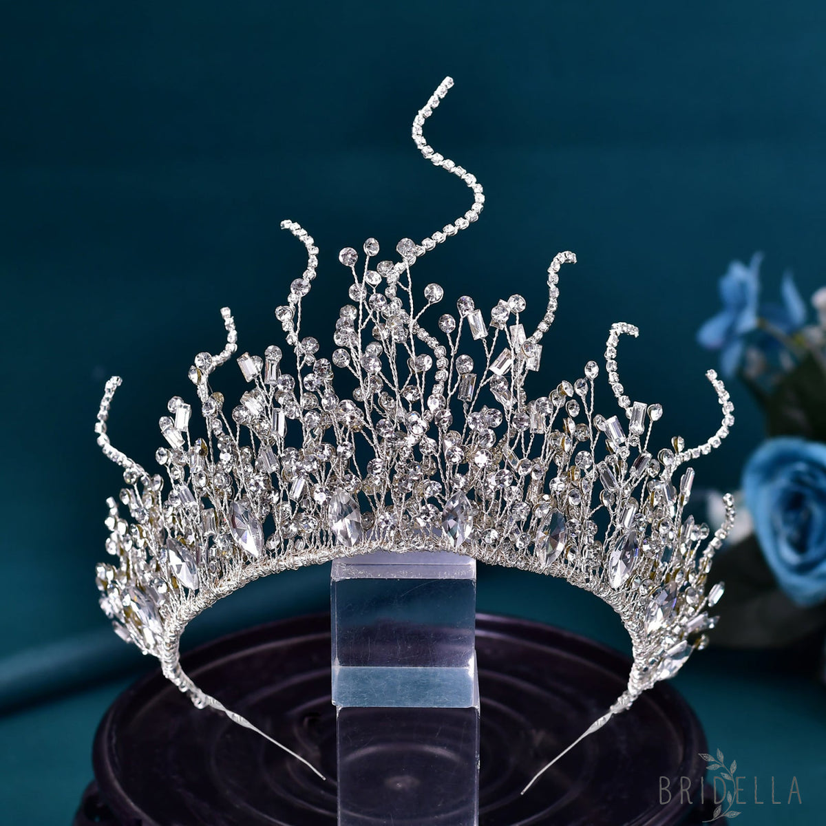 BHP369-S silver rhinestone crown