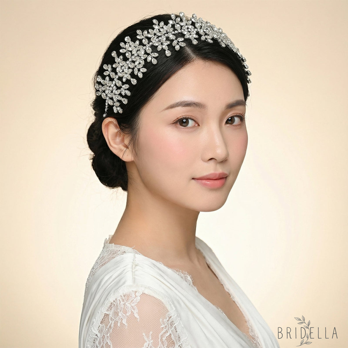 Silver Rhinestone Bridal Crown Wedding Headpiece - Bridella BHP404-S - Silvery - HEADWEAR