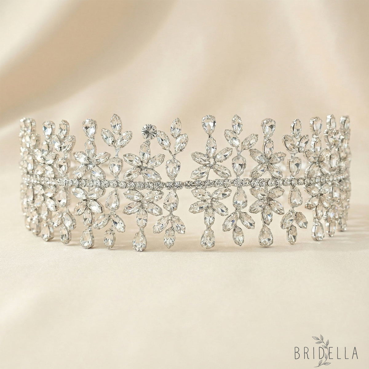 Silver Rhinestone Bridal Crown Wedding Headpiece - Bridella BHP404-S - Silvery - HEADWEAR