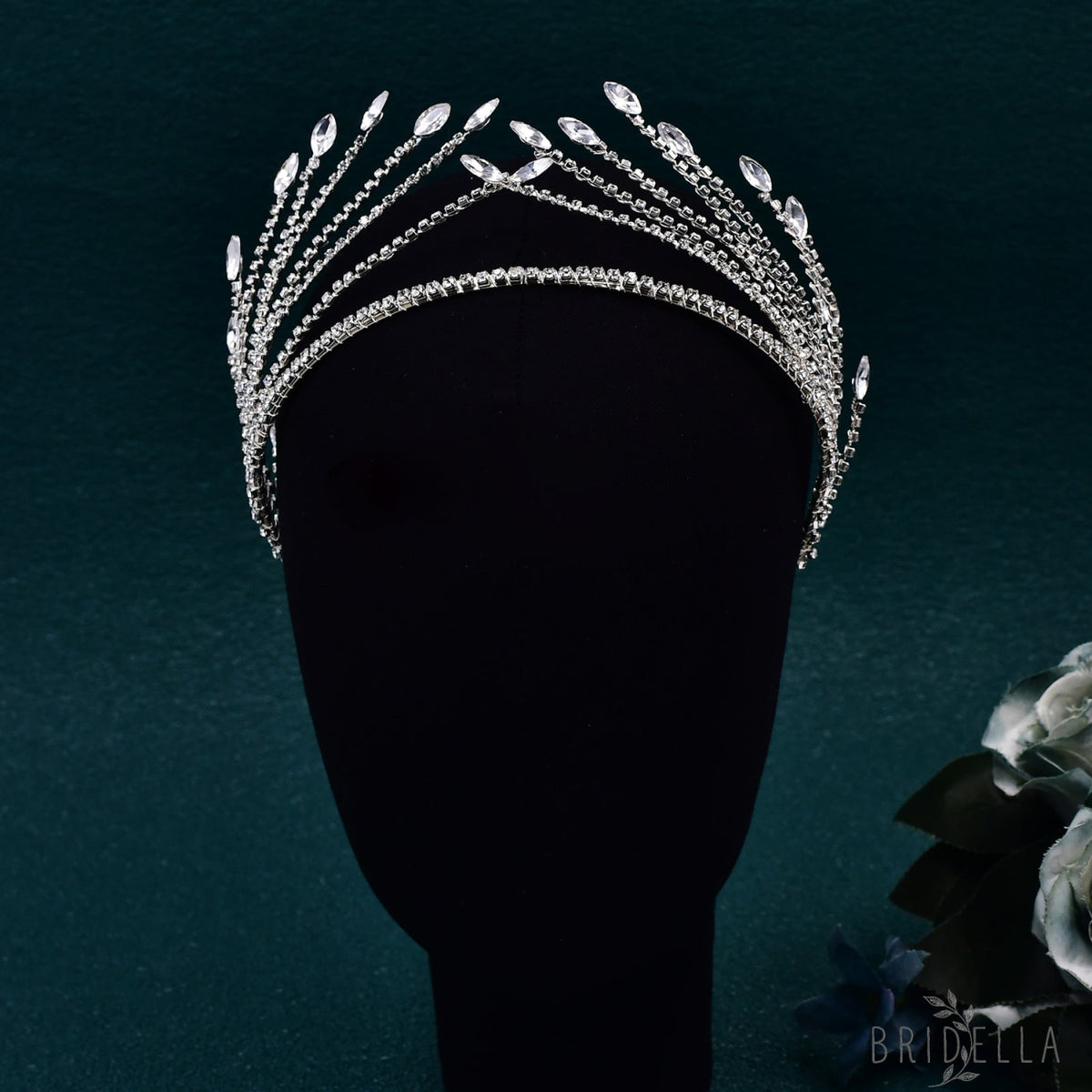 BHP640-S silver rhinestone crown