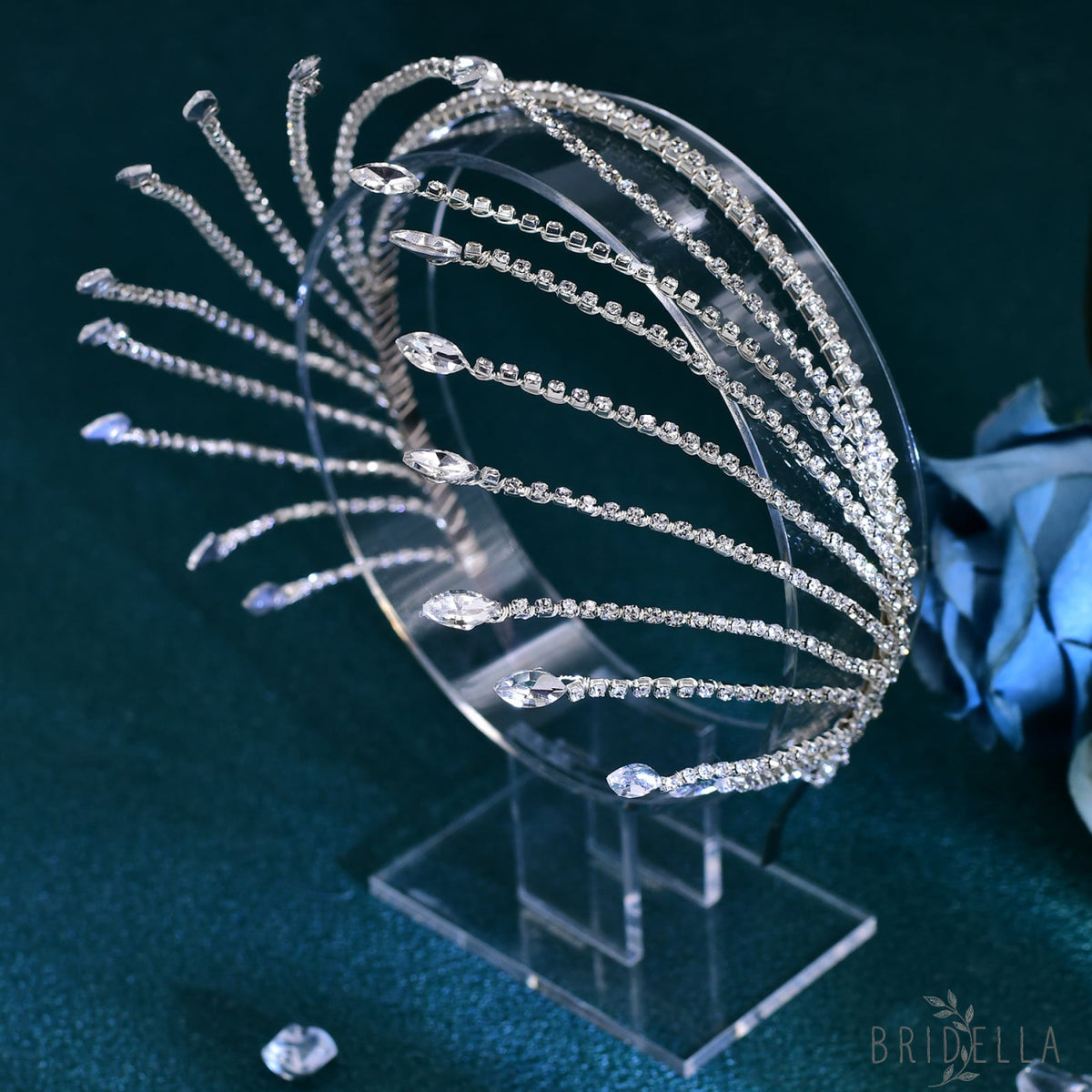 BHP640-S silver rhinestone crown